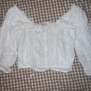 White Lace American Eagle Top